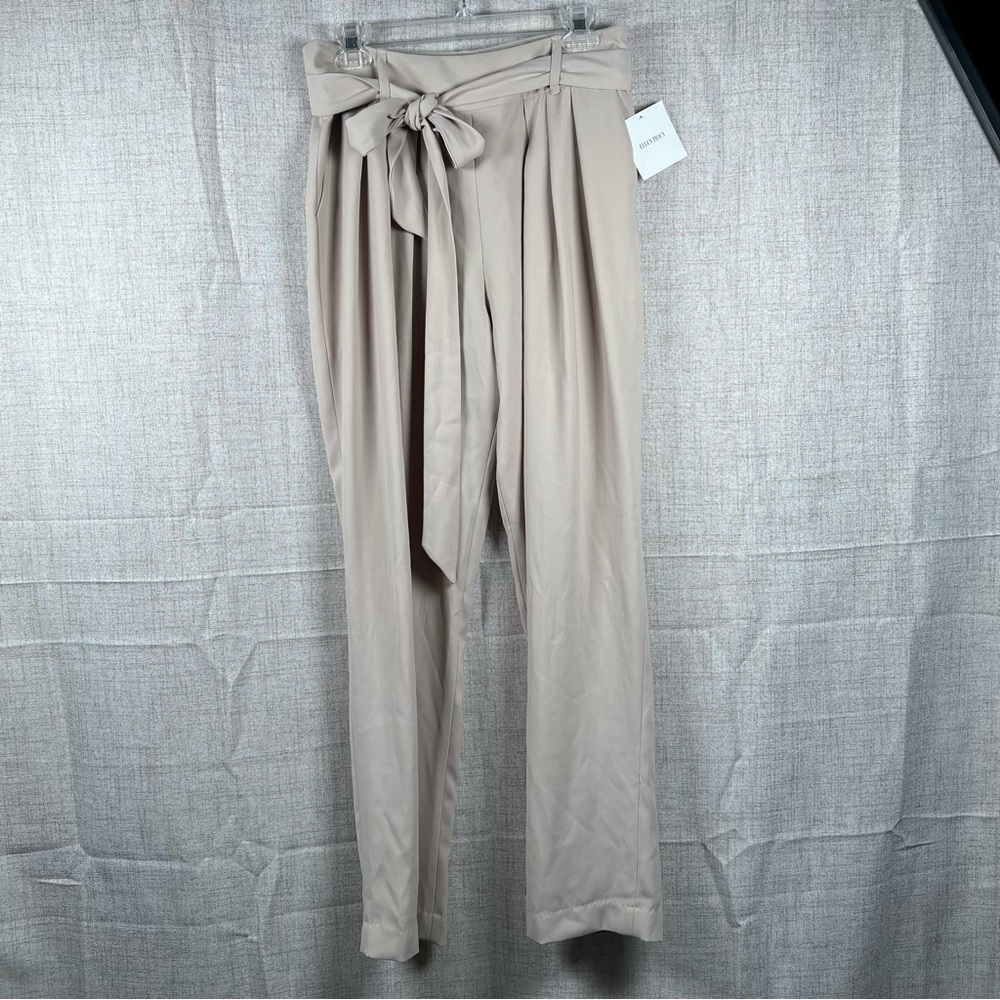 Ellen Tracy Trouser Pants NWT Beige Fawn Belted Zip Back Women's 8